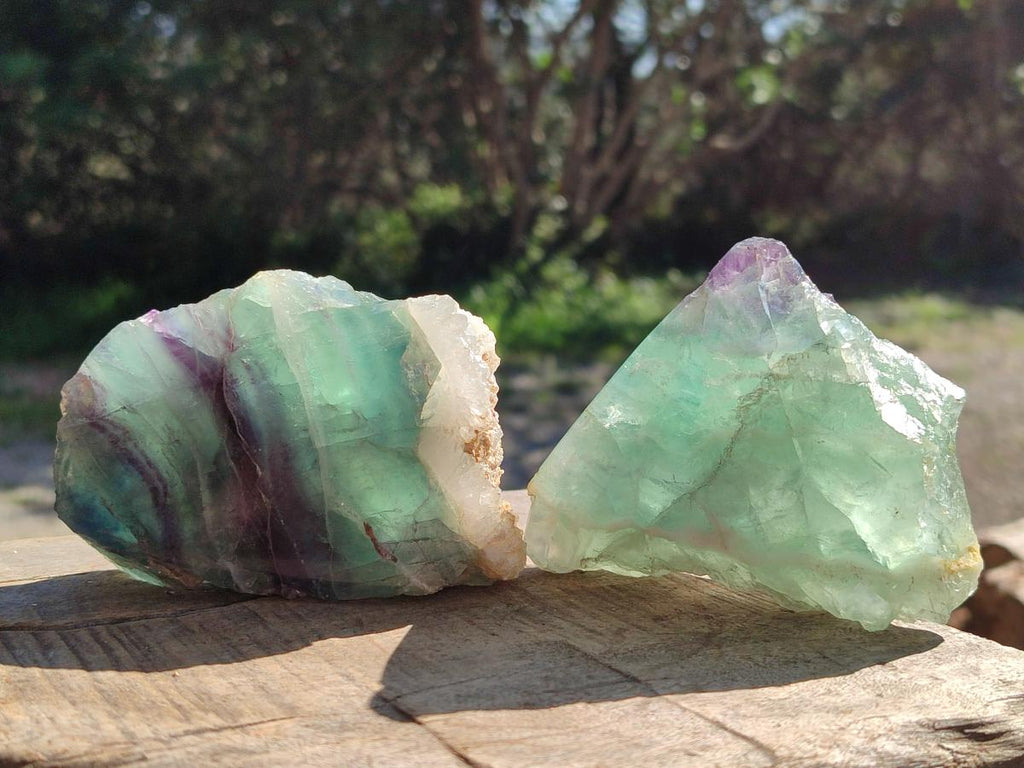 Polished One Side Watermelon Fluorite Slices x 6 From Uis, Namibia