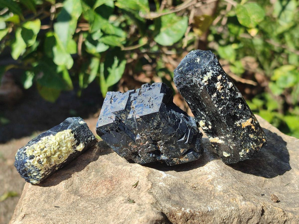 Natural Schorl Black Tourmaline Specimens with Associated Minerals x 18 From Erongo, Namibia