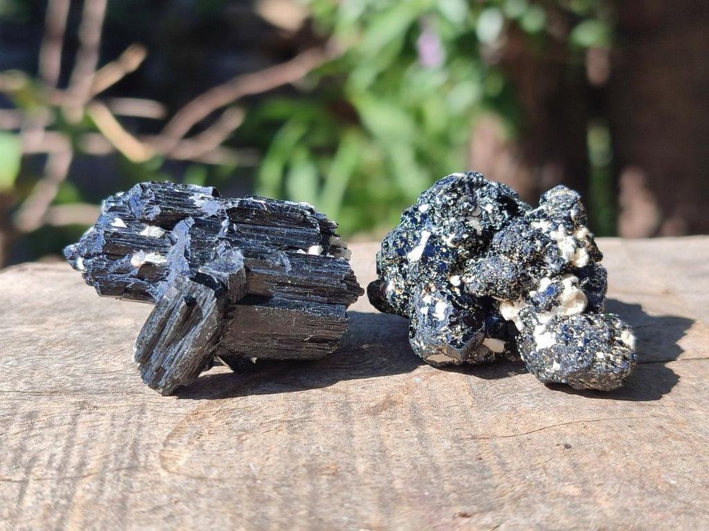 Natural Schorl Black Tourmaline Specimens with Associated Minerals x 18 From Erongo, Namibia