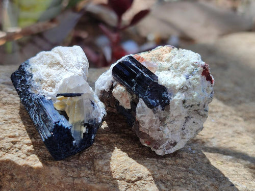 Natural Schorl Black Tourmaline Specimens with Associated Minerals x 18 From Erongo, Namibia