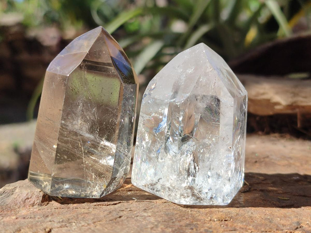Polished Clear and Smokey Quartz Crystals x 6 From Madagascar