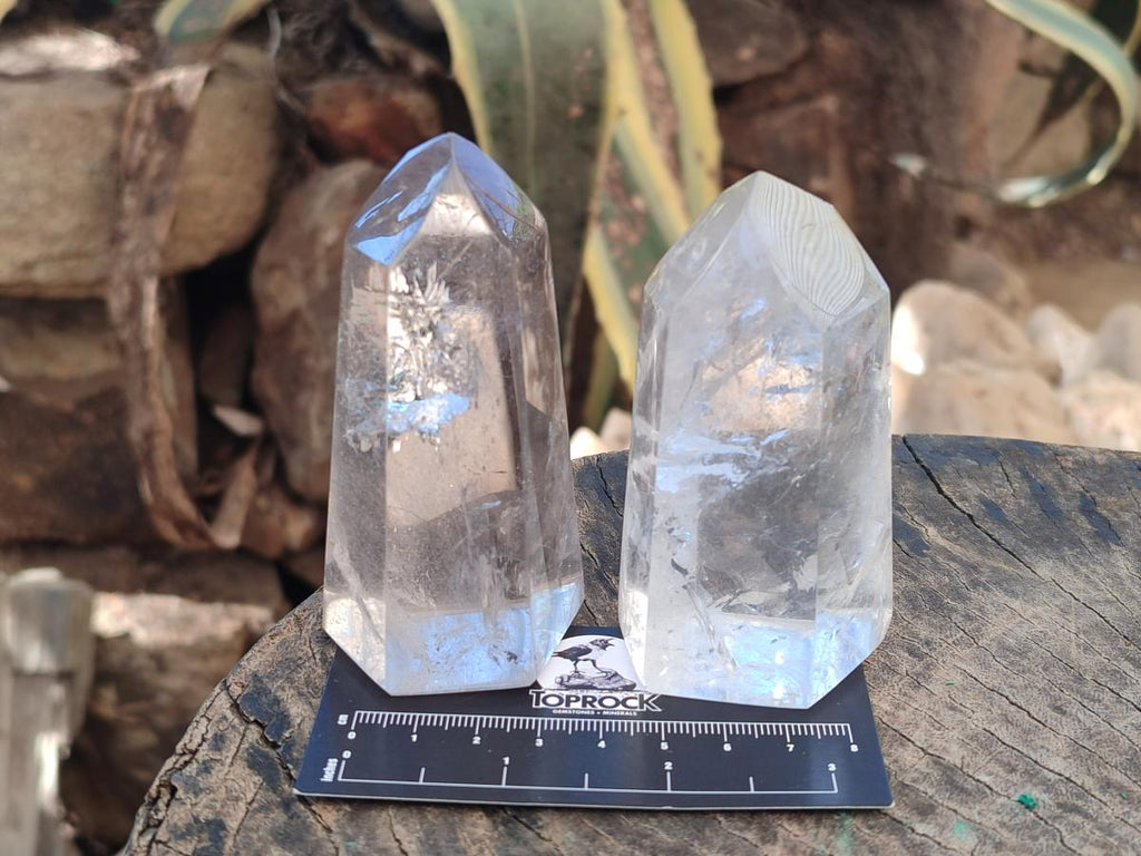 Polished Clear and Smokey Quartz Crystals x 6 From Madagascar