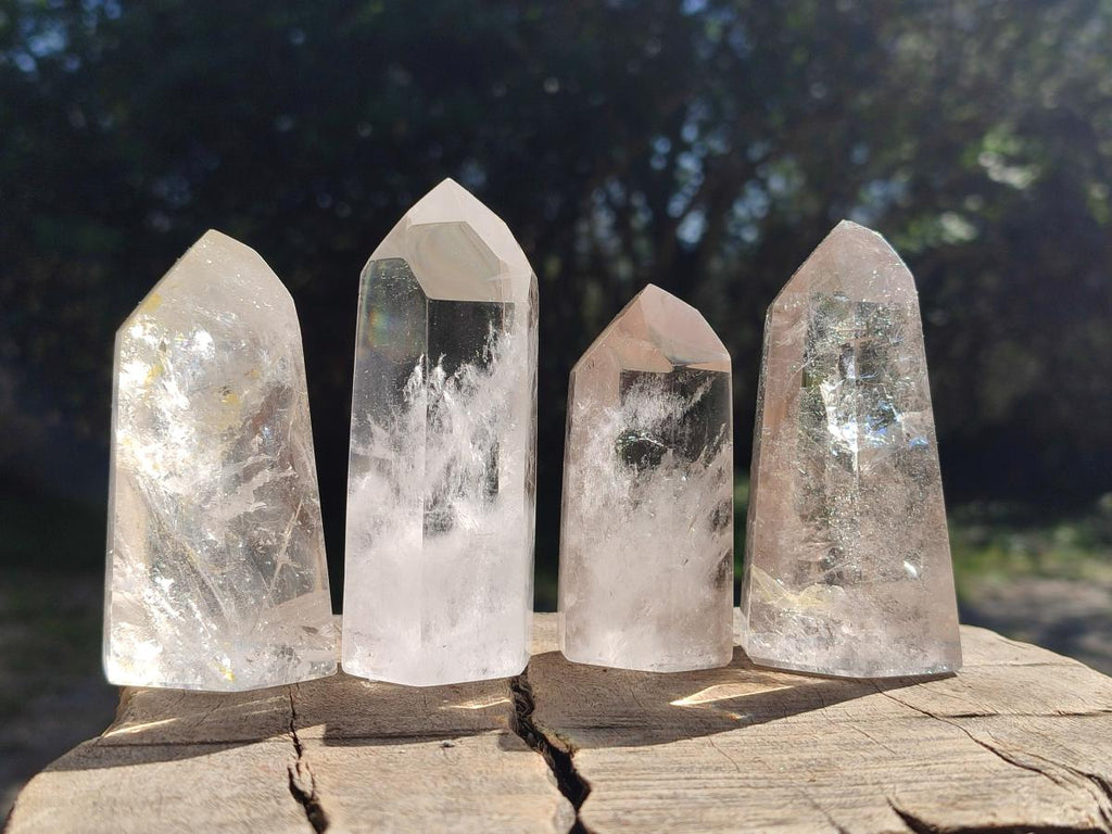 Polished Clear and Smokey Quartz Crystals x 6 From Madagascar