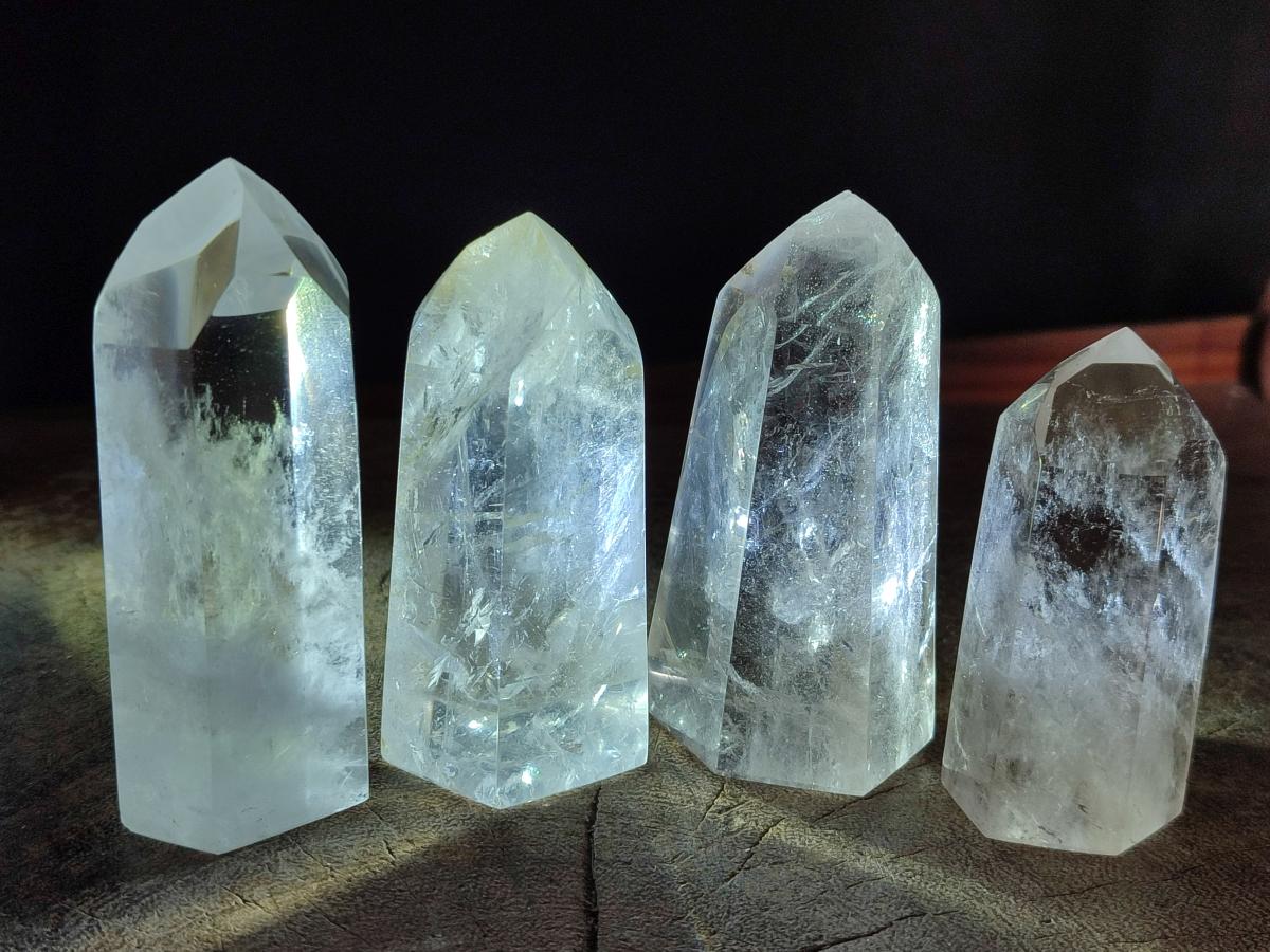 Polished Clear and Smokey Quartz Crystals x 6 From Madagascar