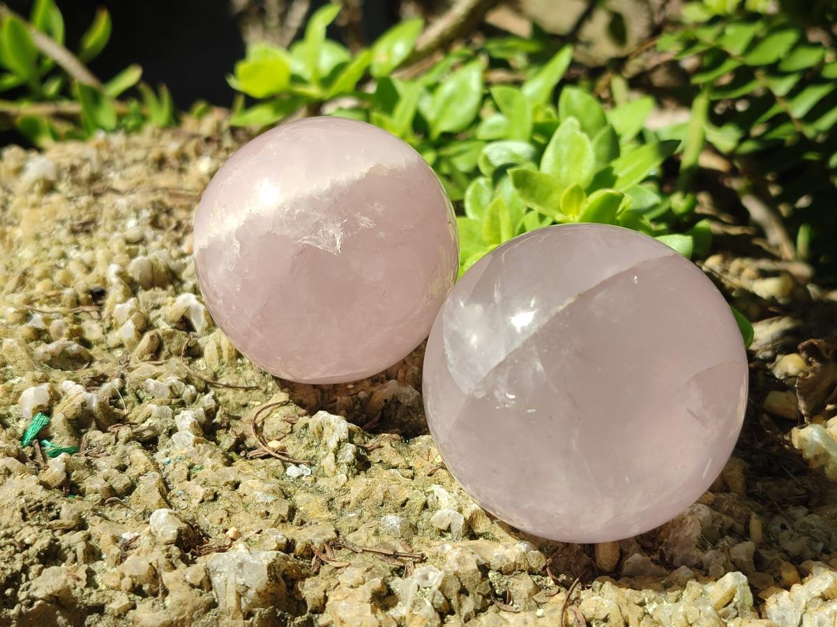 Polished Gemmy Rose Quartz Spheres x 6 From Madagascar