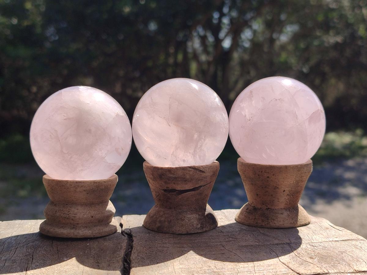 Polished Gemmy Rose Quartz Spheres x 6 From Madagascar
