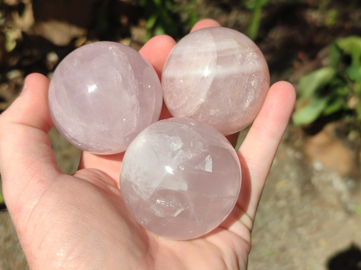 Polished Gemmy Rose Quartz Spheres x 6 From Madagascar