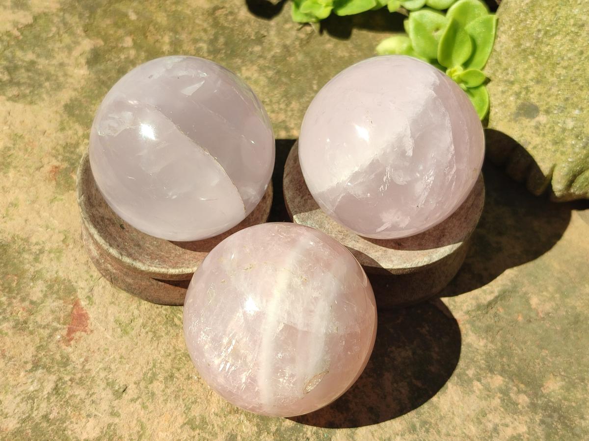 Polished Gemmy Rose Quartz Spheres x 6 From Madagascar