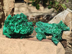 Natural Cabinet Size Silky Malachite Specimens x 2 From Kasompe, Congo