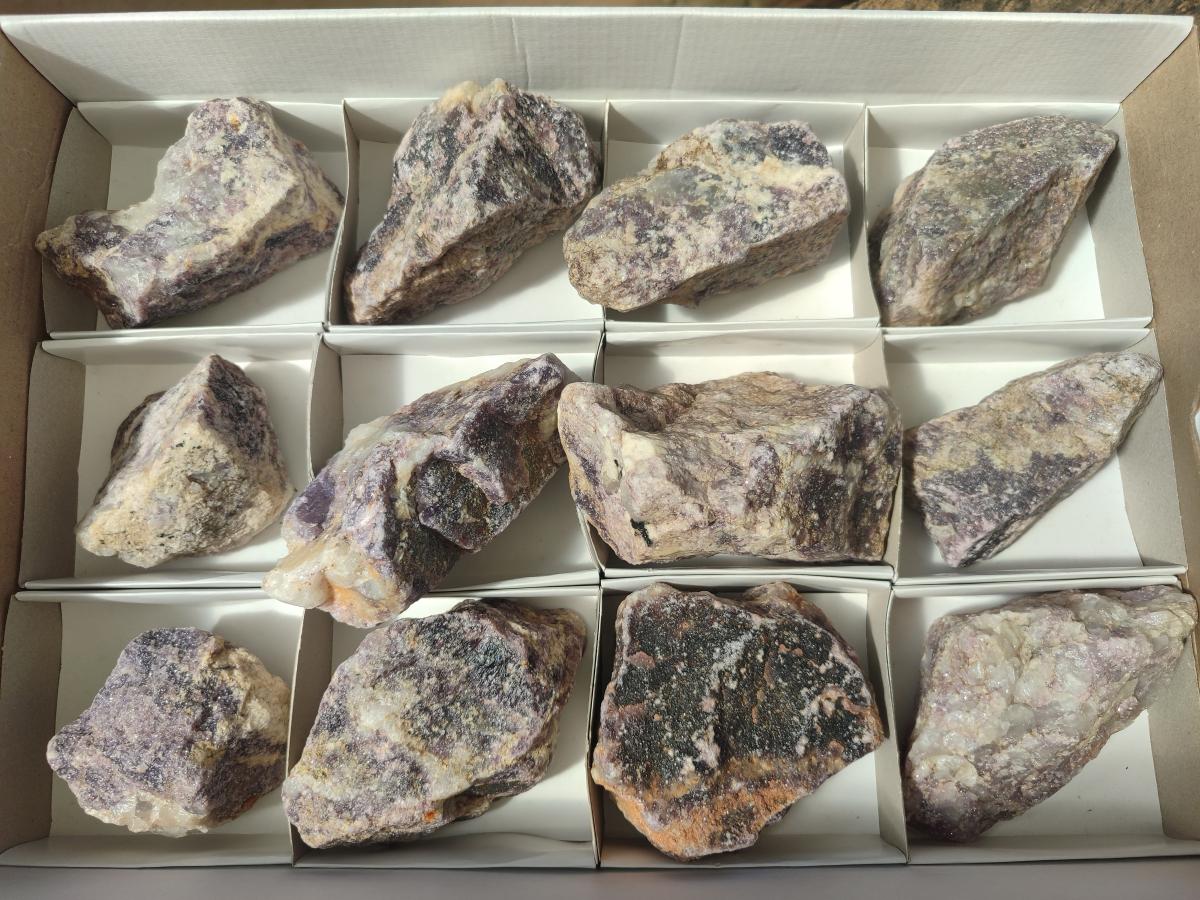 Natural Lepidolite Cobbed Specimens x 12 From Zimbabwe