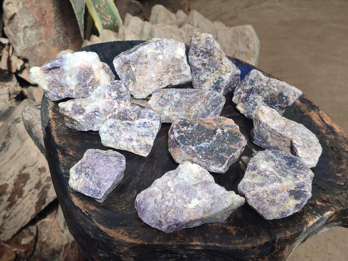 Natural Lepidolite Cobbed Specimens x 12 From Zimbabwe