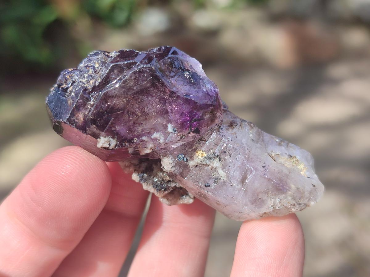 Natural Smokey Window Amethyst Crystals x 24 From Chiredzi, Zimbabwe
