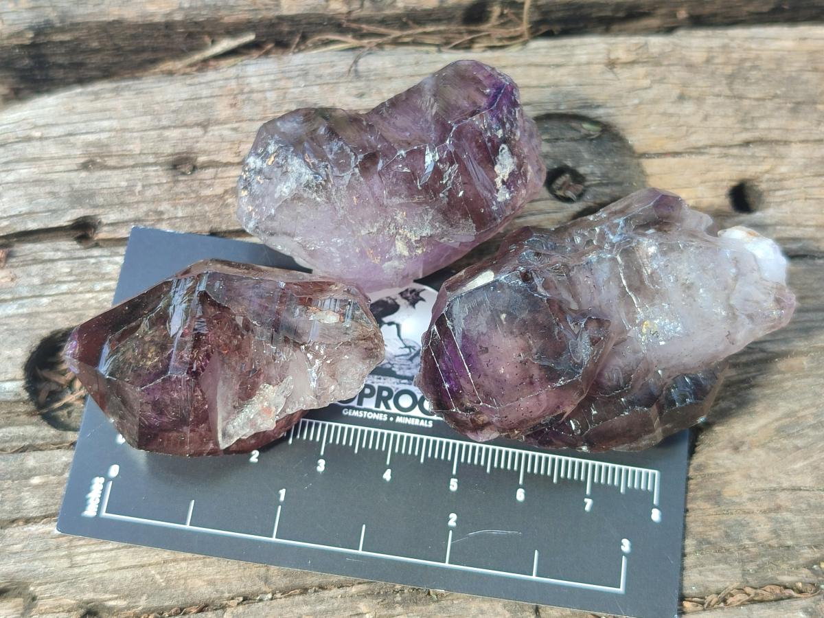 Natural Smokey Window Amethyst Crystals x 24 From Chiredzi, Zimbabwe