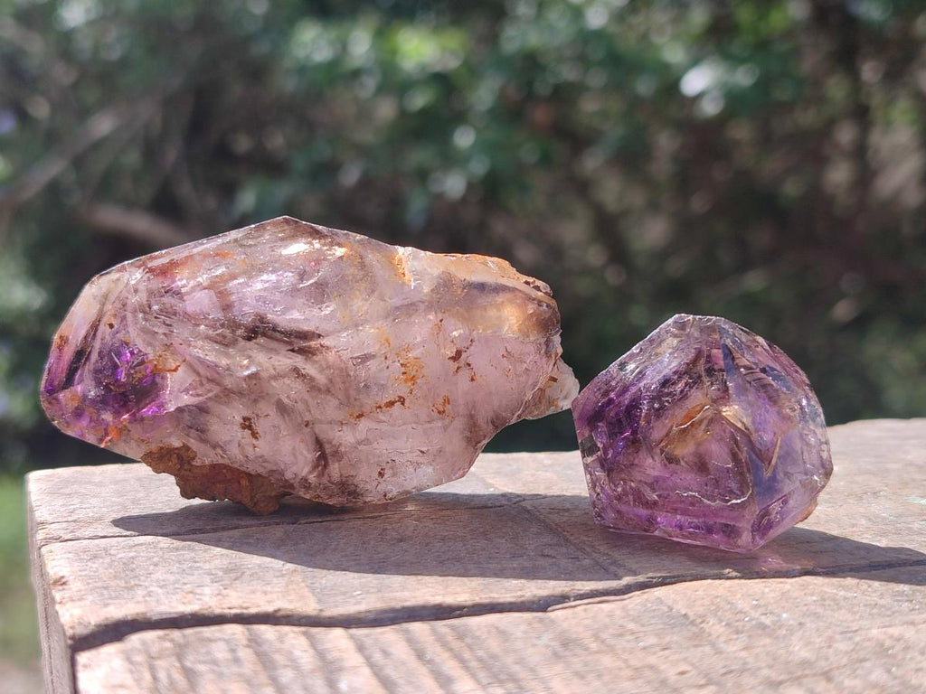 Natural Smokey Window Amethyst Crystals x 24 From Chiredzi, Zimbabwe