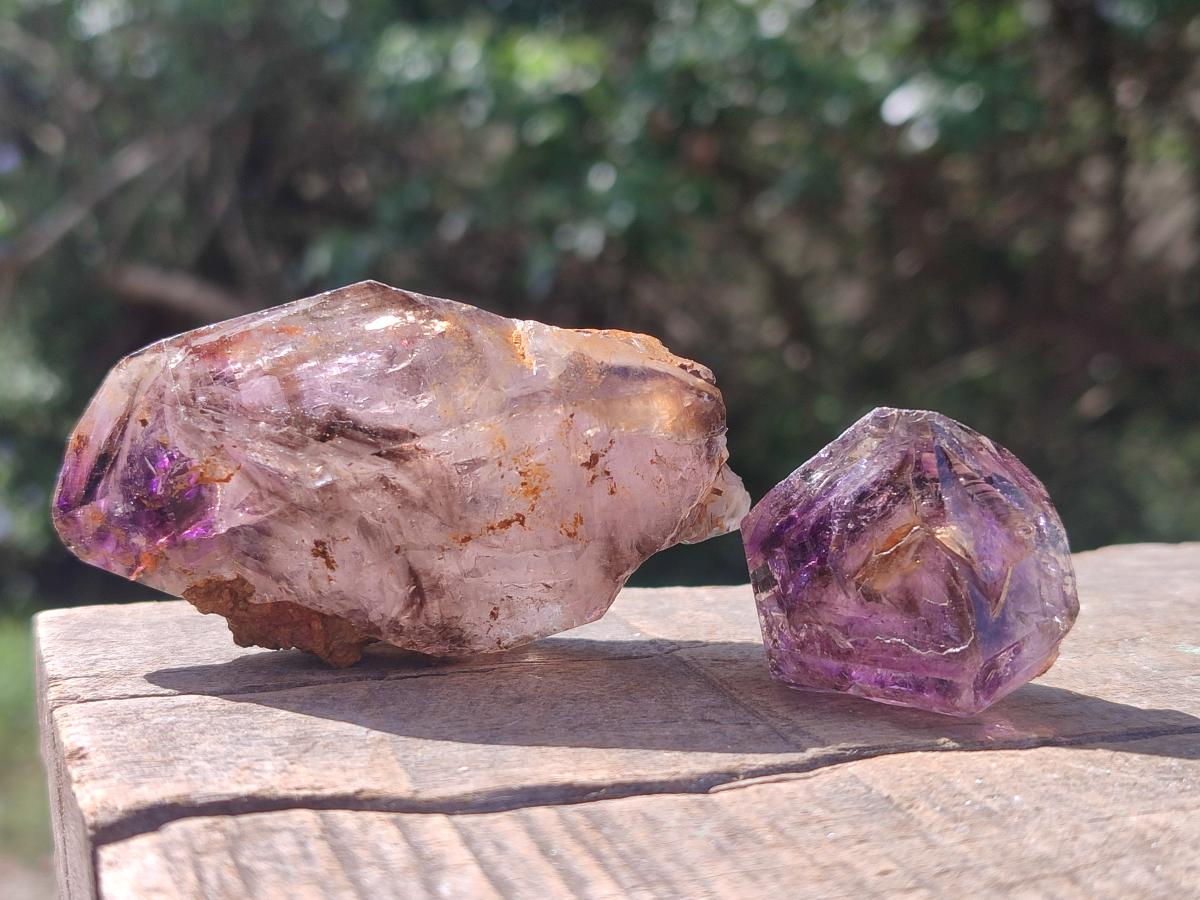 Natural Smokey Window Amethyst Crystals x 24 From Chiredzi, Zimbabwe