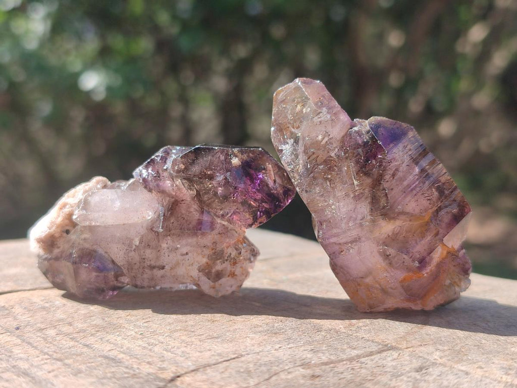 Natural Smokey Window Amethyst Crystals x 24 From Chiredzi, Zimbabwe