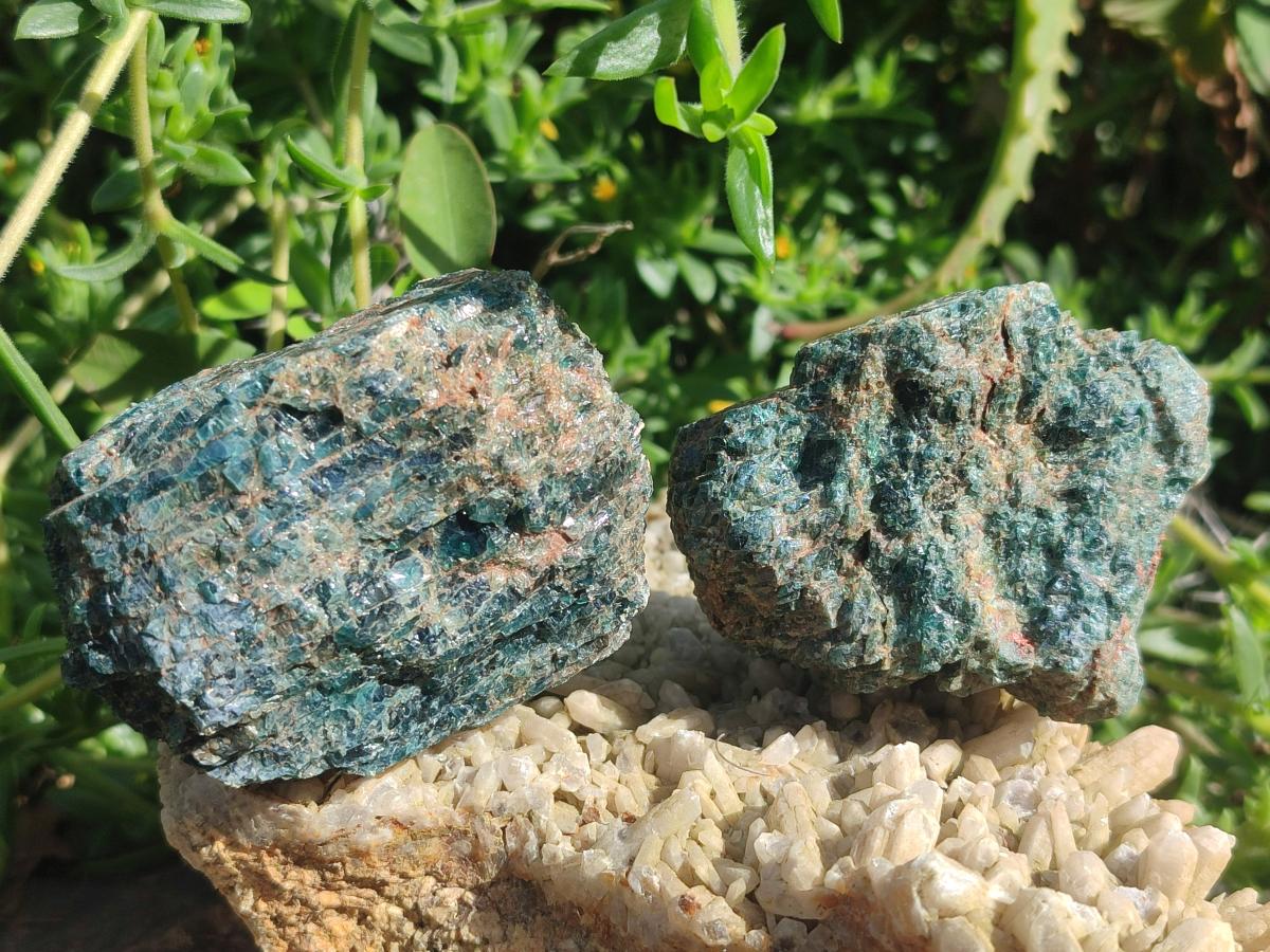 Natural Blue Apatite Cobbed Specimens x 24 From Betroka, Madagascar