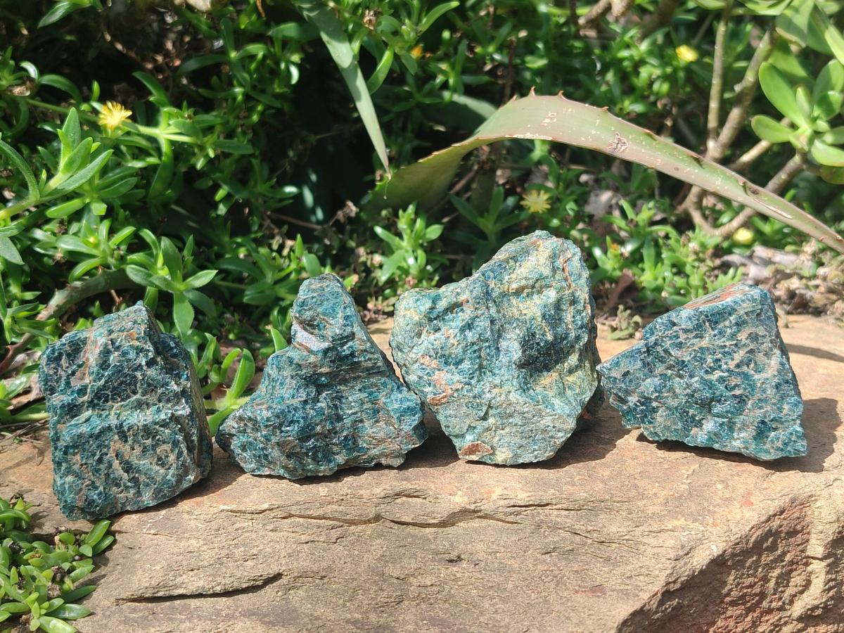 Natural Blue Apatite Cobbed Specimens x 24 From Betroka, Madagascar