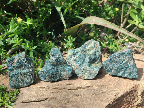 Natural Blue Apatite Cobbed Specimens x 24 From Betroka, Madagascar
