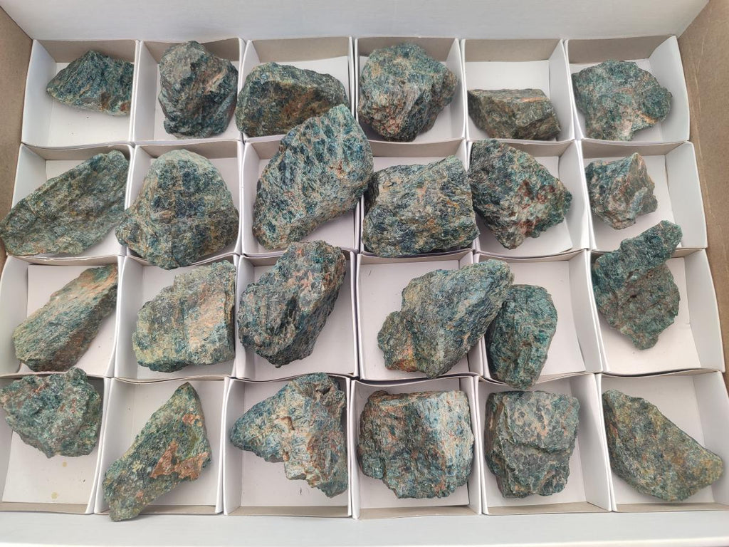 Natural Blue Apatite Cobbed Specimens x 24 From Betroka, Madagascar