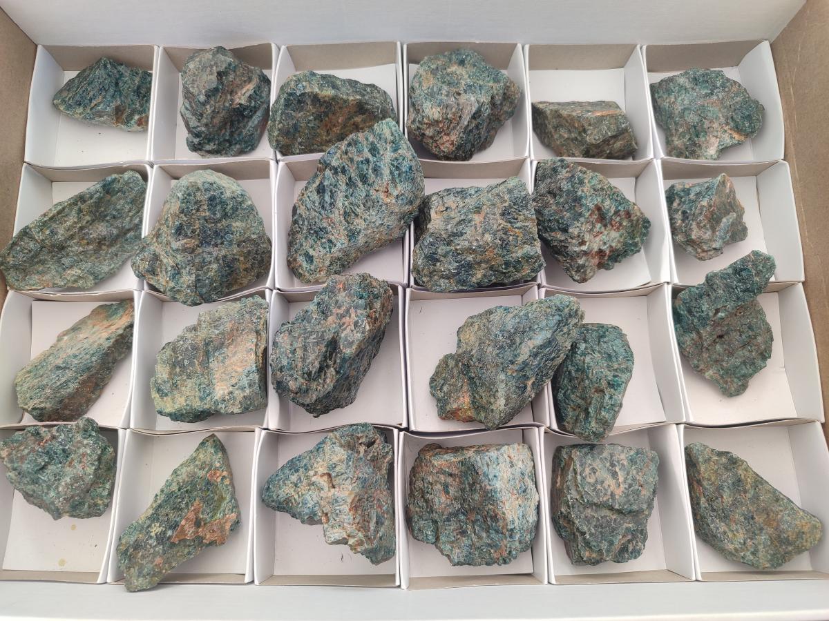 Natural Blue Apatite Cobbed Specimens x 24 From Betroka, Madagascar