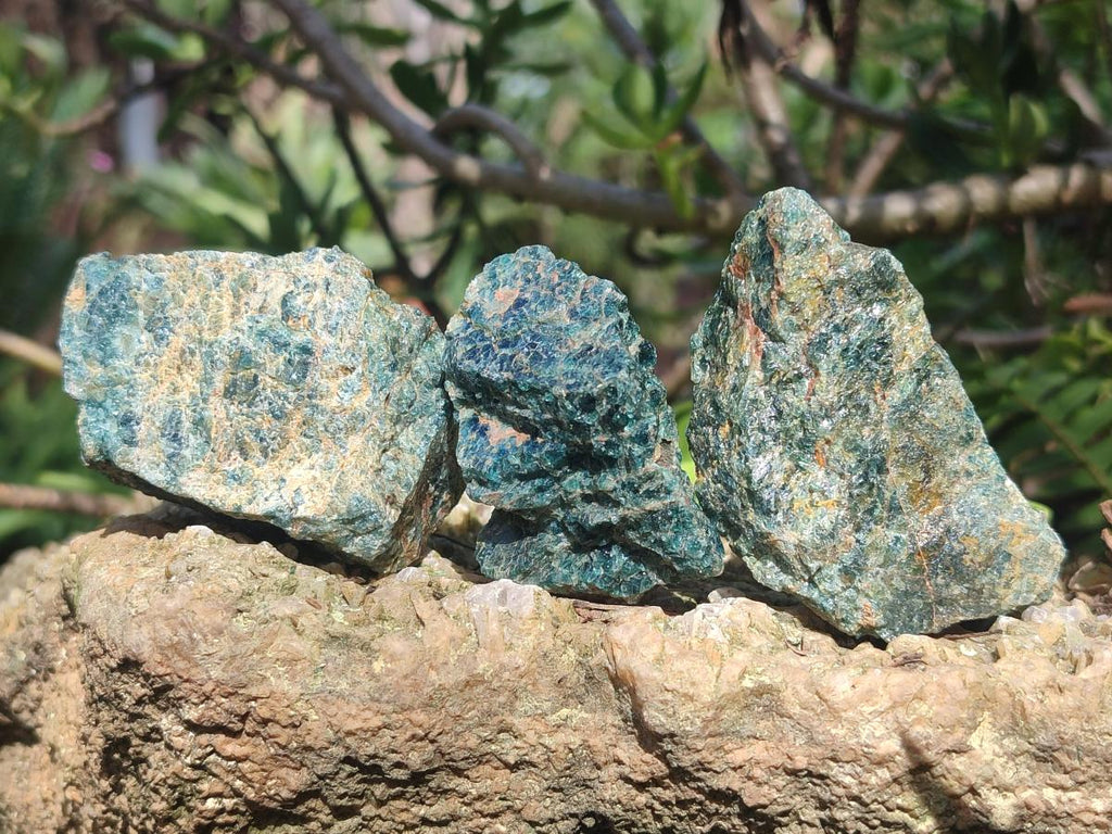 Natural Blue Apatite Cobbed Specimens x 24 From Betroka, Madagascar