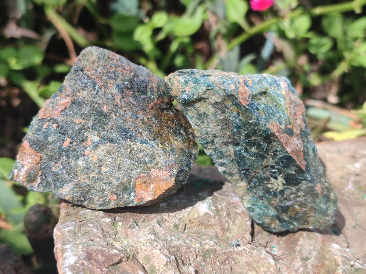 Natural Blue Apatite Cobbed Specimens x 24 From Betroka, Madagascar