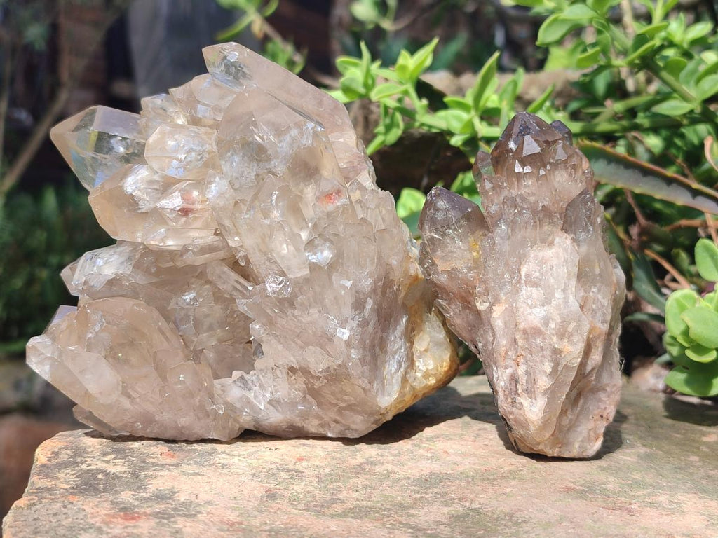 Natural Cascading Citrine Quartz Clusters x 2 From Luena, Congo