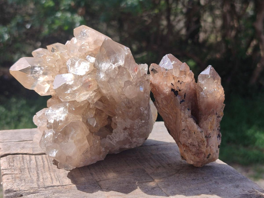 Natural Cascading Citrine Quartz Clusters x 2 From Luena, Congo