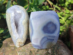 Polished and Natural Blue Lace Agate Standing Display Pieces x 6 From Nsanje, Malawi