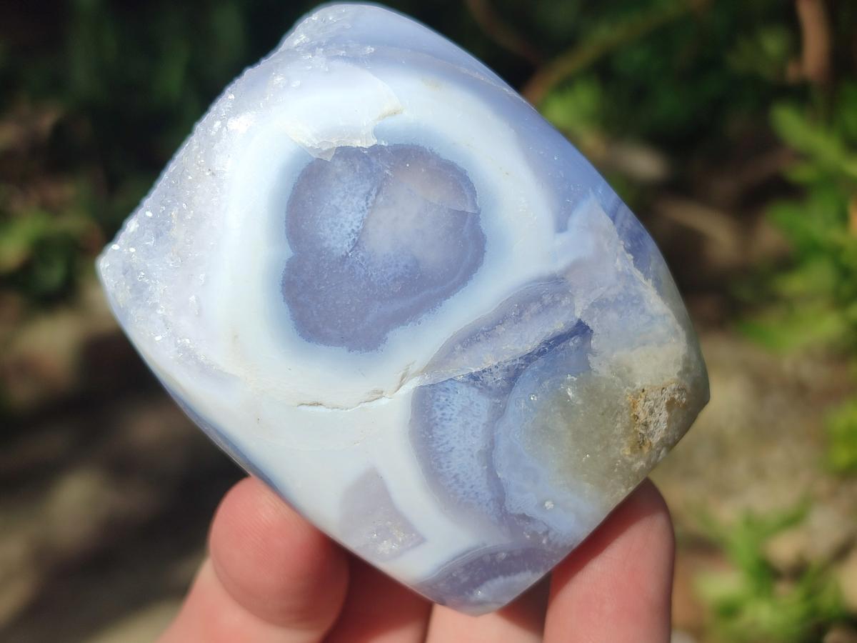 Polished and Natural Blue Lace Agate Standing Display Pieces x 6 From Nsanje, Malawi