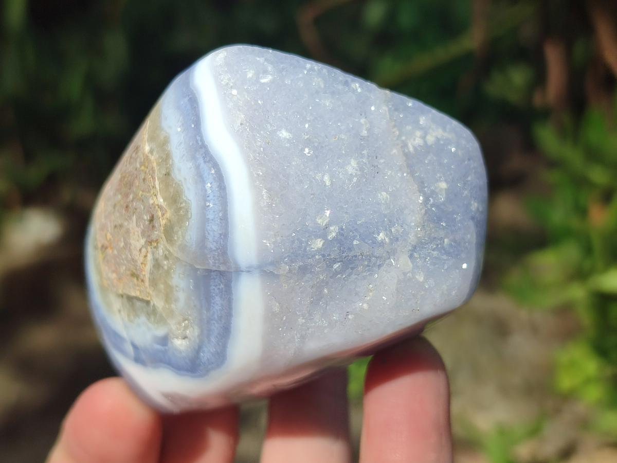 Polished and Natural Blue Lace Agate Standing Display Pieces x 6 From Nsanje, Malawi