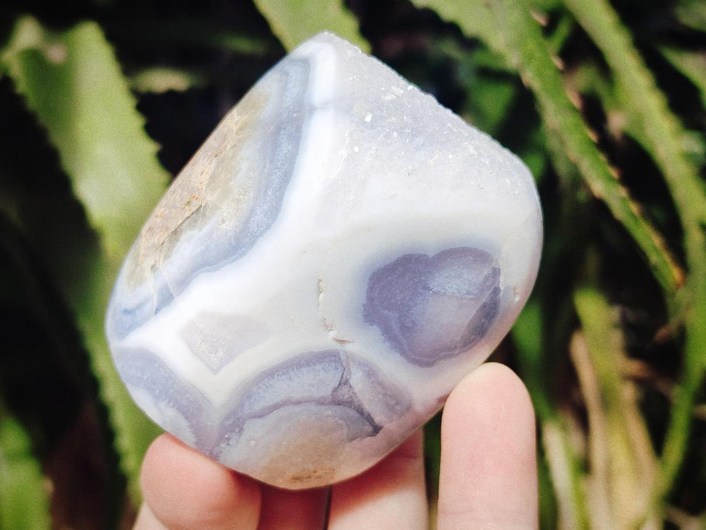 Polished and Natural Blue Lace Agate Standing Display Pieces x 6 From Nsanje, Malawi