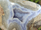 Polished and Natural Blue Lace Agate Standing Display Pieces x 6 From Nsanje, Malawi