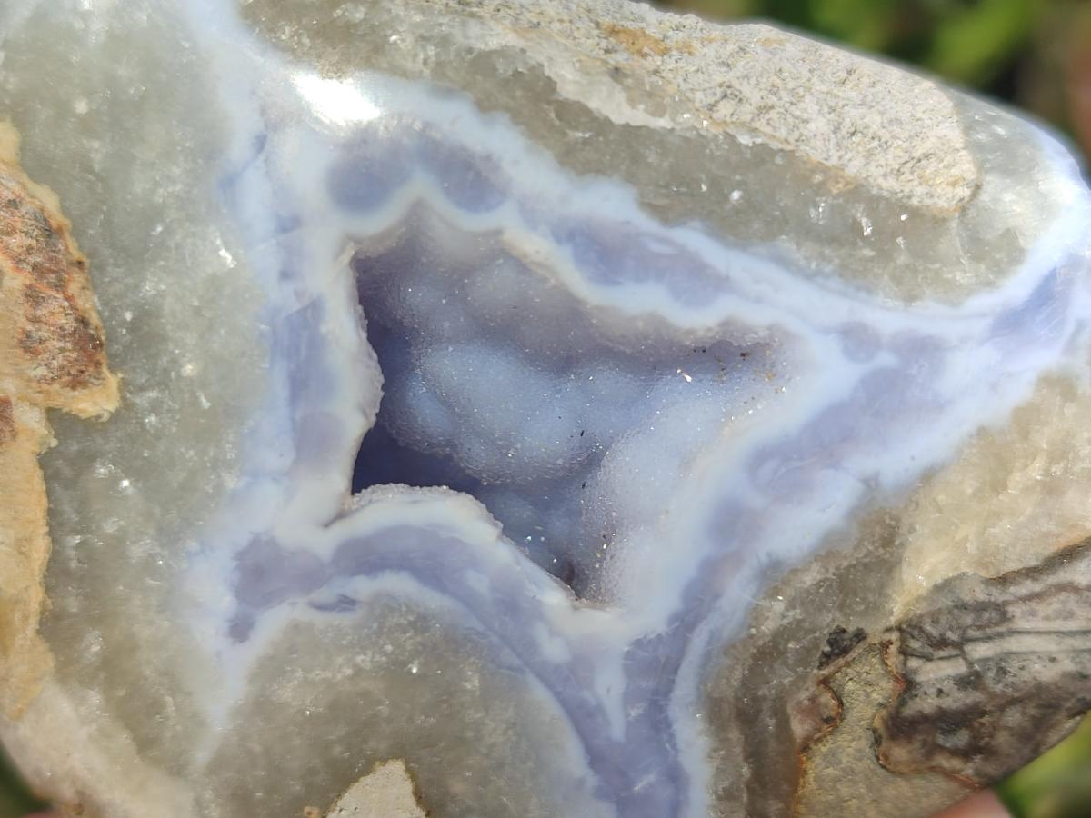 Polished and Natural Blue Lace Agate Standing Display Pieces x 6 From Nsanje, Malawi