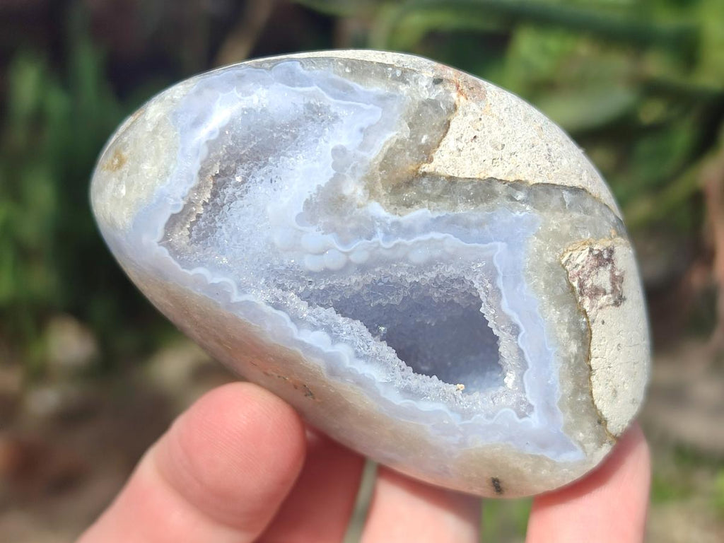 Polished and Natural Blue Lace Agate Standing Display Pieces x 6 From Nsanje, Malawi
