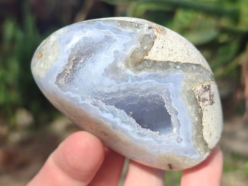 Polished and Natural Blue Lace Agate Standing Display Pieces x 6 From Nsanje, Malawi