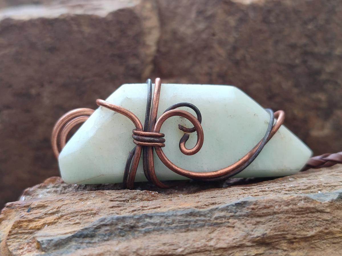 Hand Made Copper Wire Wrapped Blue Smithsonite Jewellery Necklaces x 6 From Congo