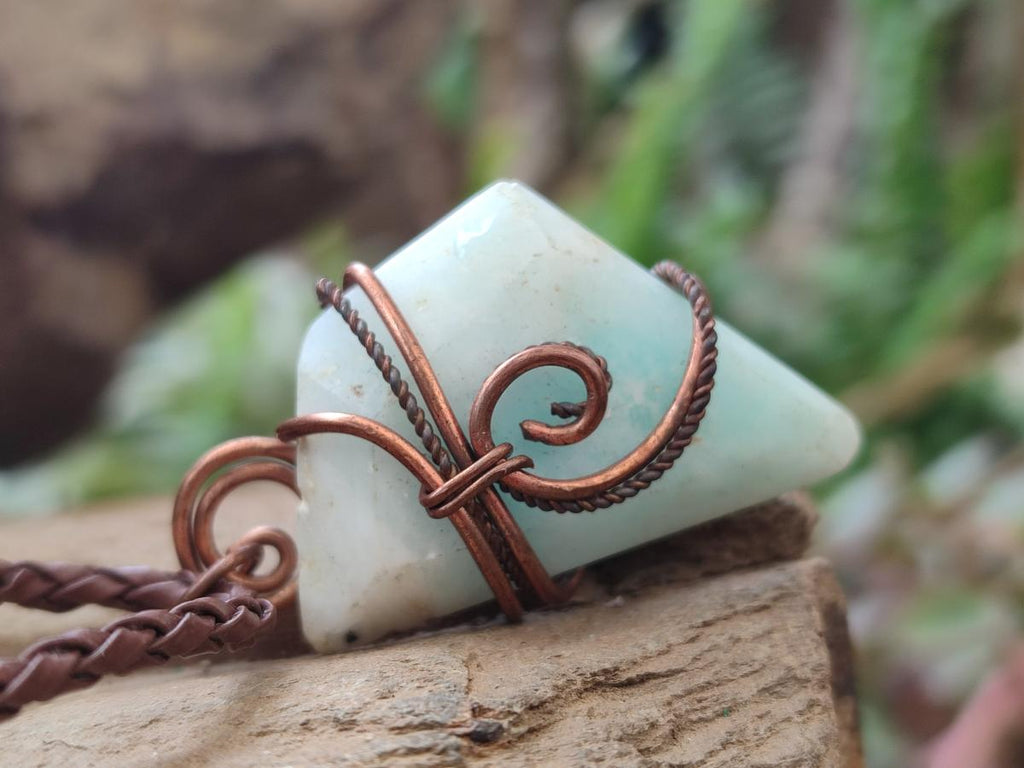 Hand Made Copper Wire Wrapped Blue Smithsonite Jewellery Necklaces x 6 From Congo