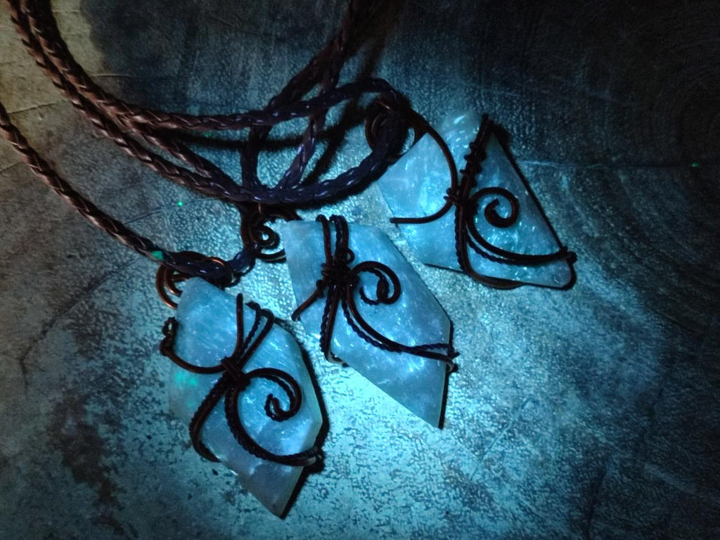 Hand Made Copper Wire Wrapped Blue Smithsonite Jewellery Necklaces x 6 From Congo