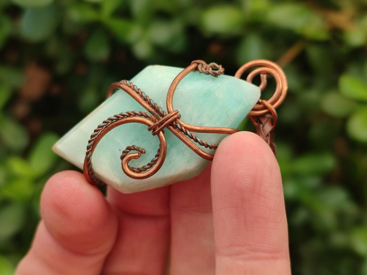 Hand Made Copper Wire Wrapped Blue Smithsonite Jewellery Necklaces x 6 From Congo
