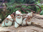 Hand Made Copper Wire Wrapped Blue Smithsonite Jewellery Necklaces x 6 From Congo