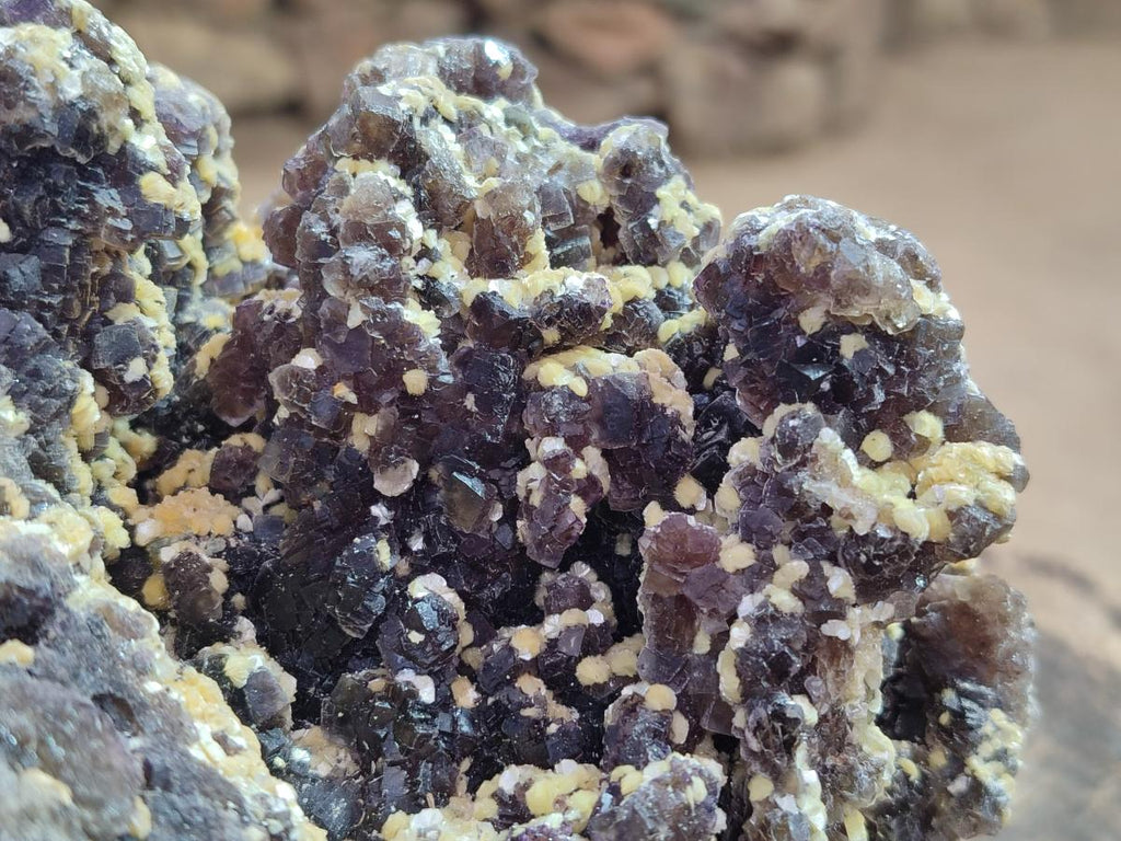 Natural XL Smokey Fluorite Floater Specimen with Yellow Muscovite Mica x 1 From Erongo, Namibia