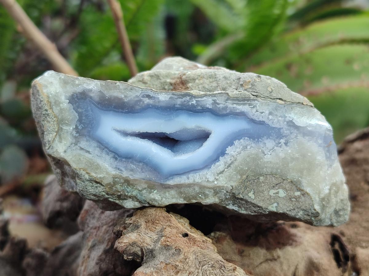 Polished One Side Blue Lace Agate Geodes x 6 From Nsanje, Malawi