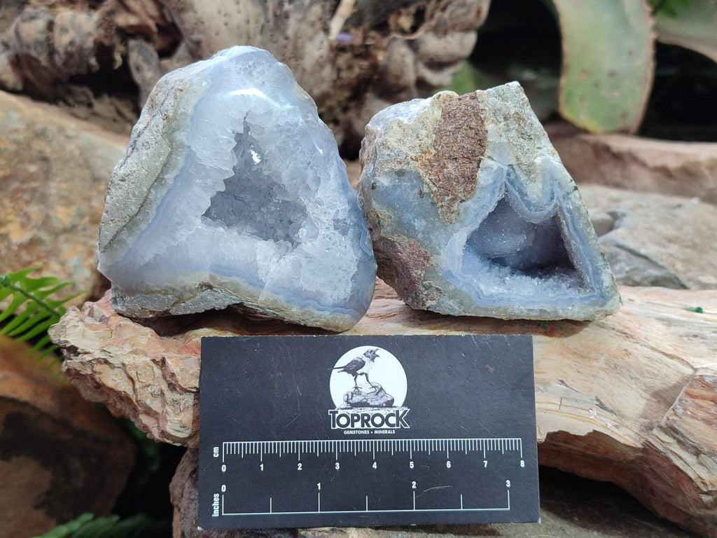 Polished One Side Blue Lace Agate Geodes x 6 From Nsanje, Malawi
