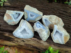 Polished One Side Blue Lace Agate Geodes x 6 From Nsanje, Malawi