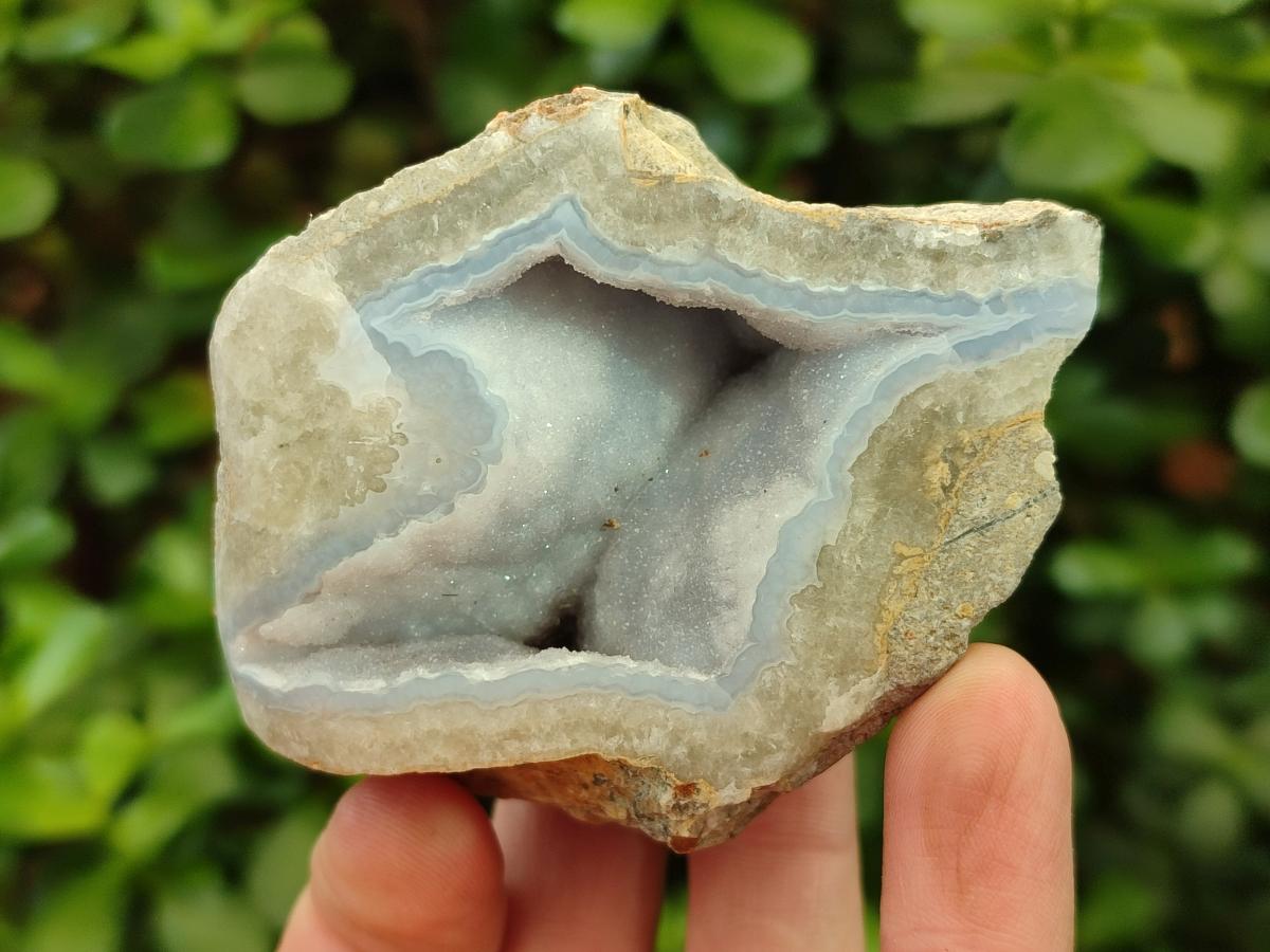 Polished One Side Blue Lace Agate Geodes x 6 From Nsanje, Malawi