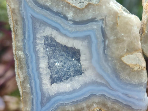 Polished One Side Blue Lace Agate Geodes x 6 From Nsanje, Malawi