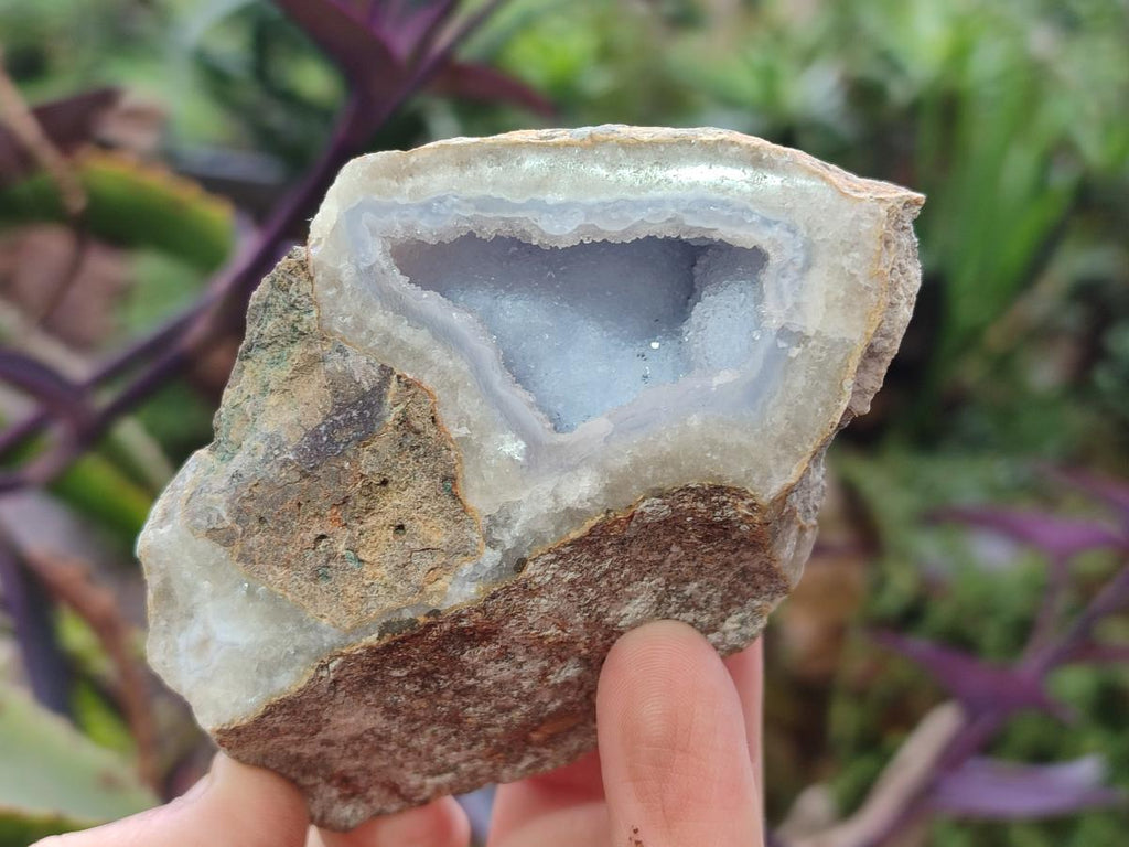 Polished One Side Blue Lace Agate Geodes x 6 From Nsanje, Malawi