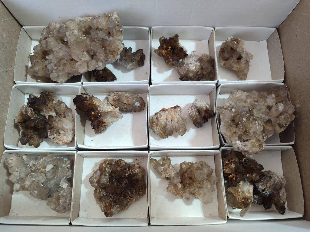 Natural Smokey Quartz Crystal Clusters x 21 From Khorixas, Namibia